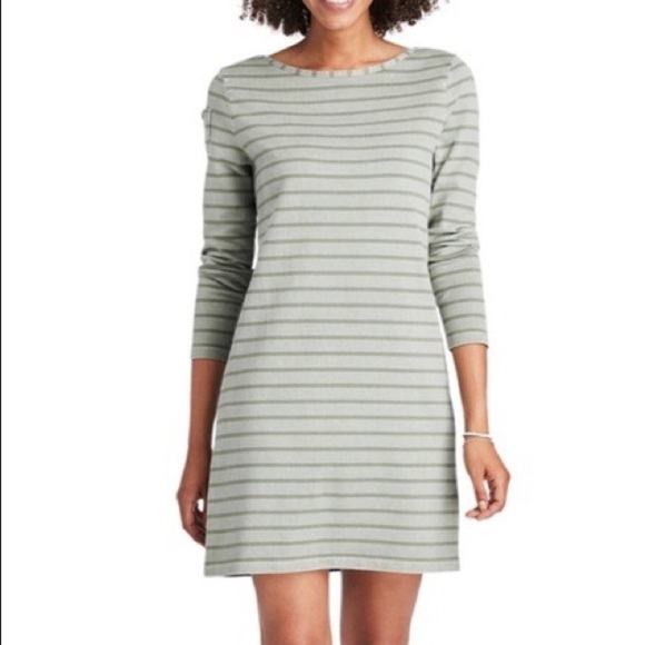 Vineyard Vines Dresses & Skirts - Vineyard Vines Green Garment-Dyed Striped Long-Sleeve Cotton Knit Dress